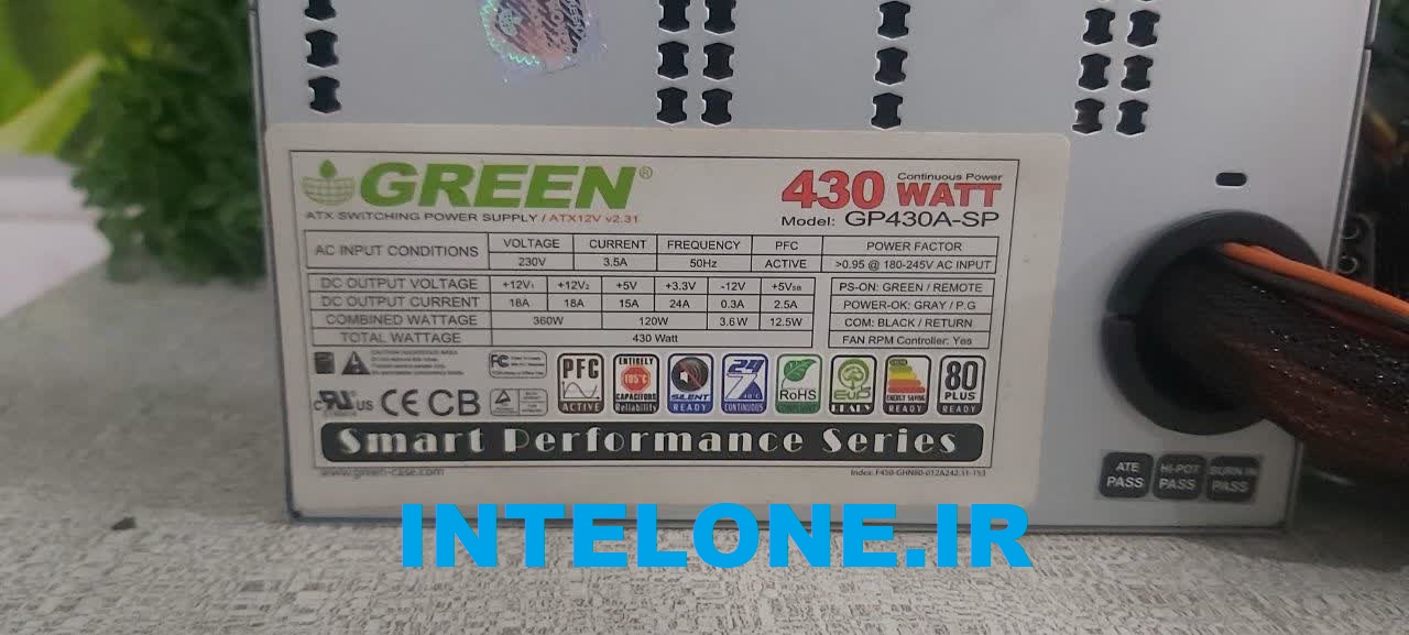 پاور استوک 430 وات 80 پلاس غیر ماژولار GREEN GP430A-SP