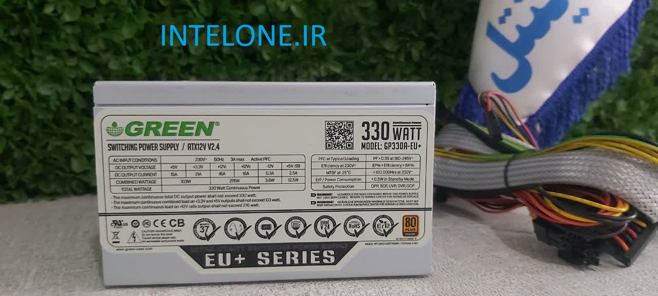 منبع تغذیه استوک کامپیوتر گرین مدل GP330A-EU-Plus 80 Plus Bronze توان 330 وات